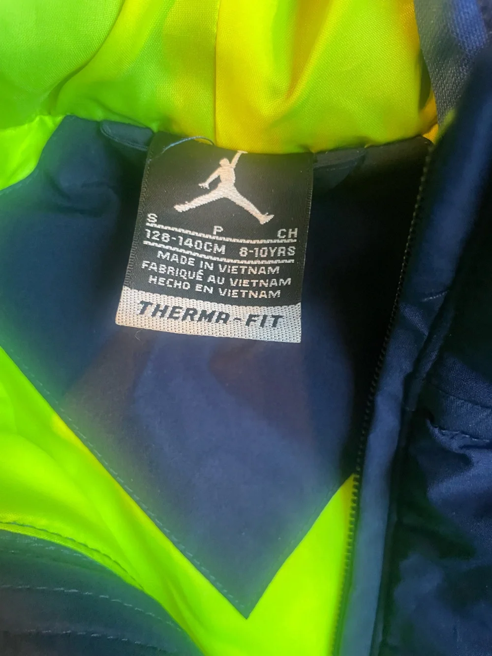 Air Jordan Kids' Navy & Royal Blue Puffer Vest with Hoodie Size Small 8-10